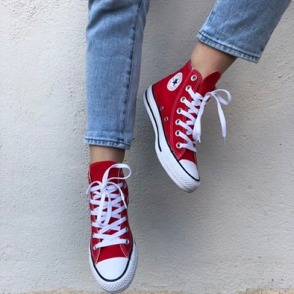 converse shoes red high tops